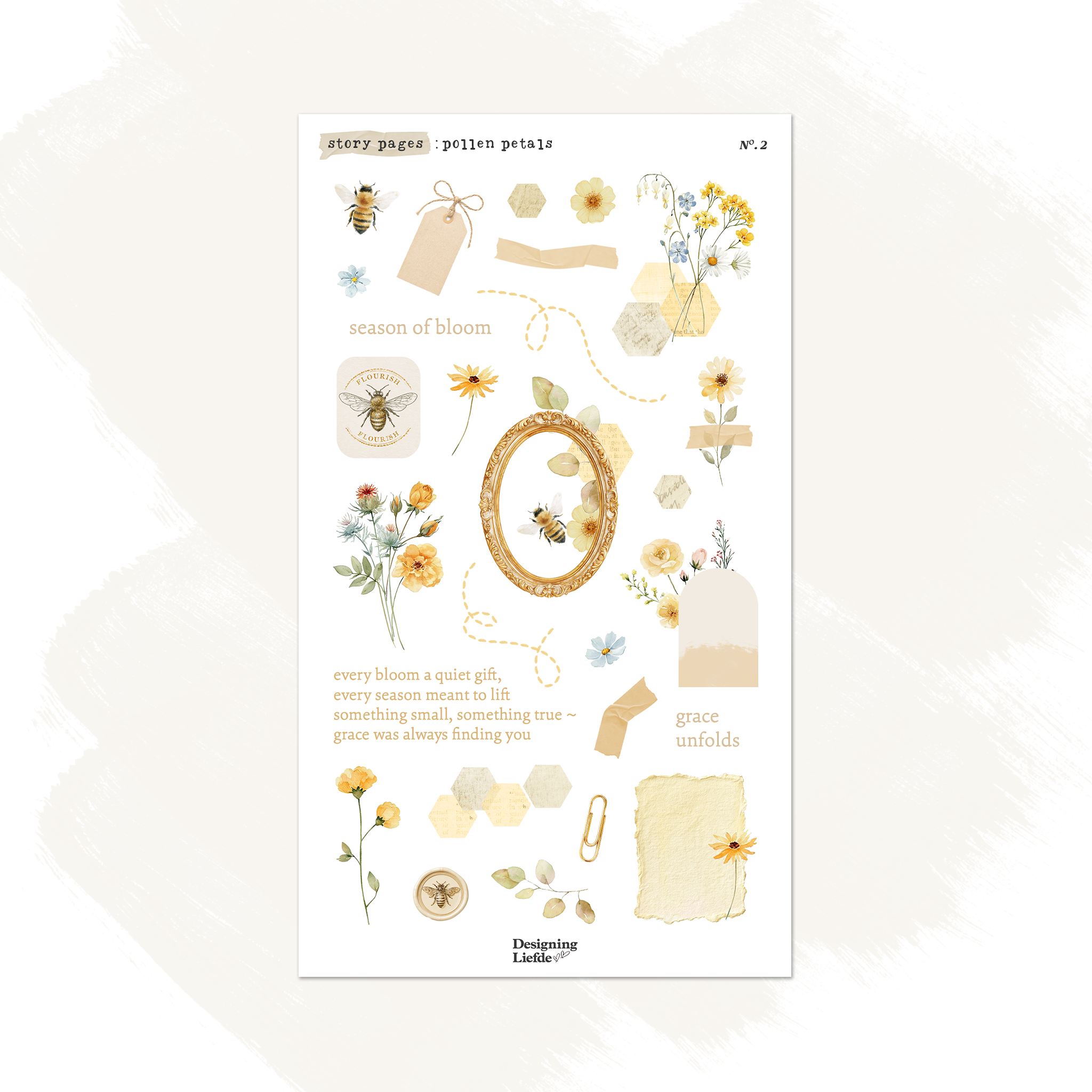 Story Pages | Journaling planner sticker kit ~ Pollen Petals