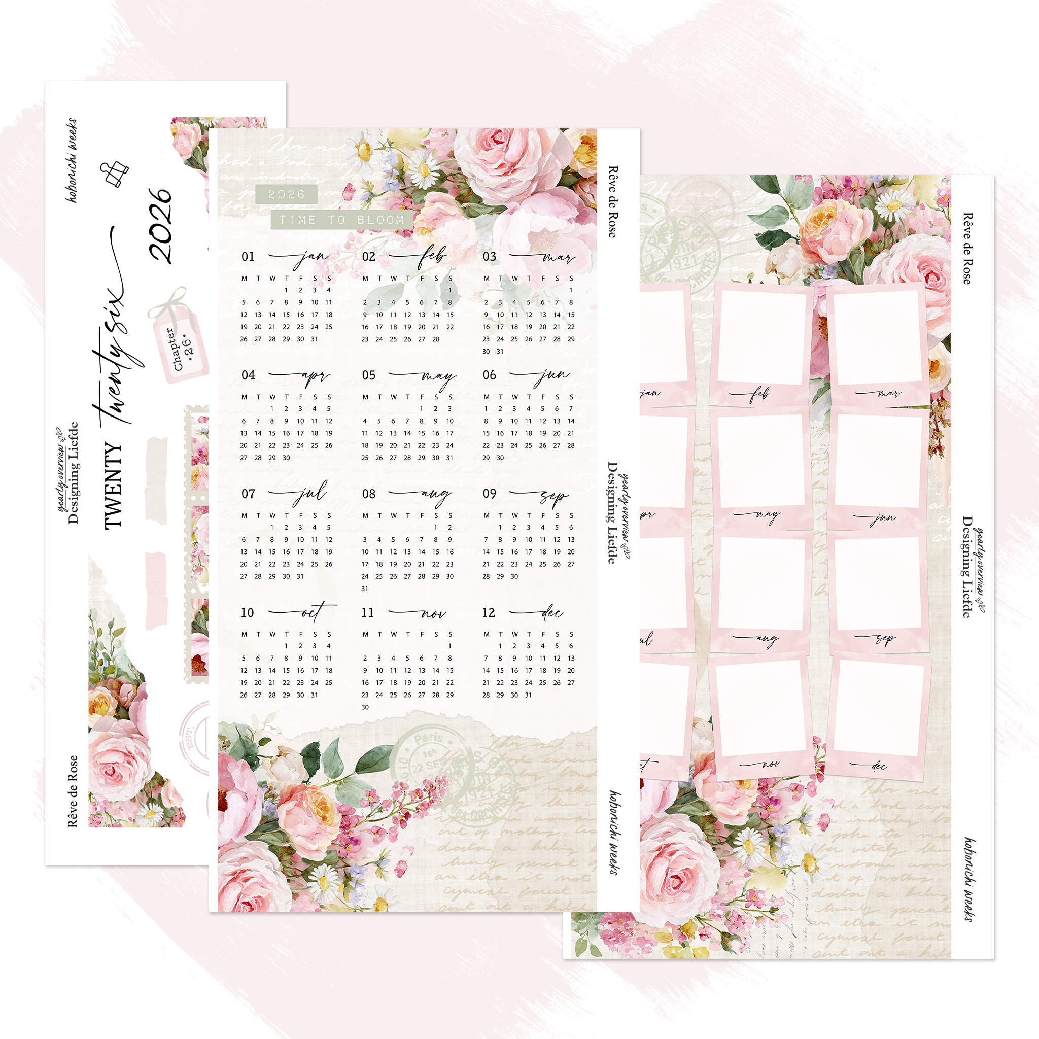 Reve de Rose | Hobonichi Weeks Year at a glance sticker kit