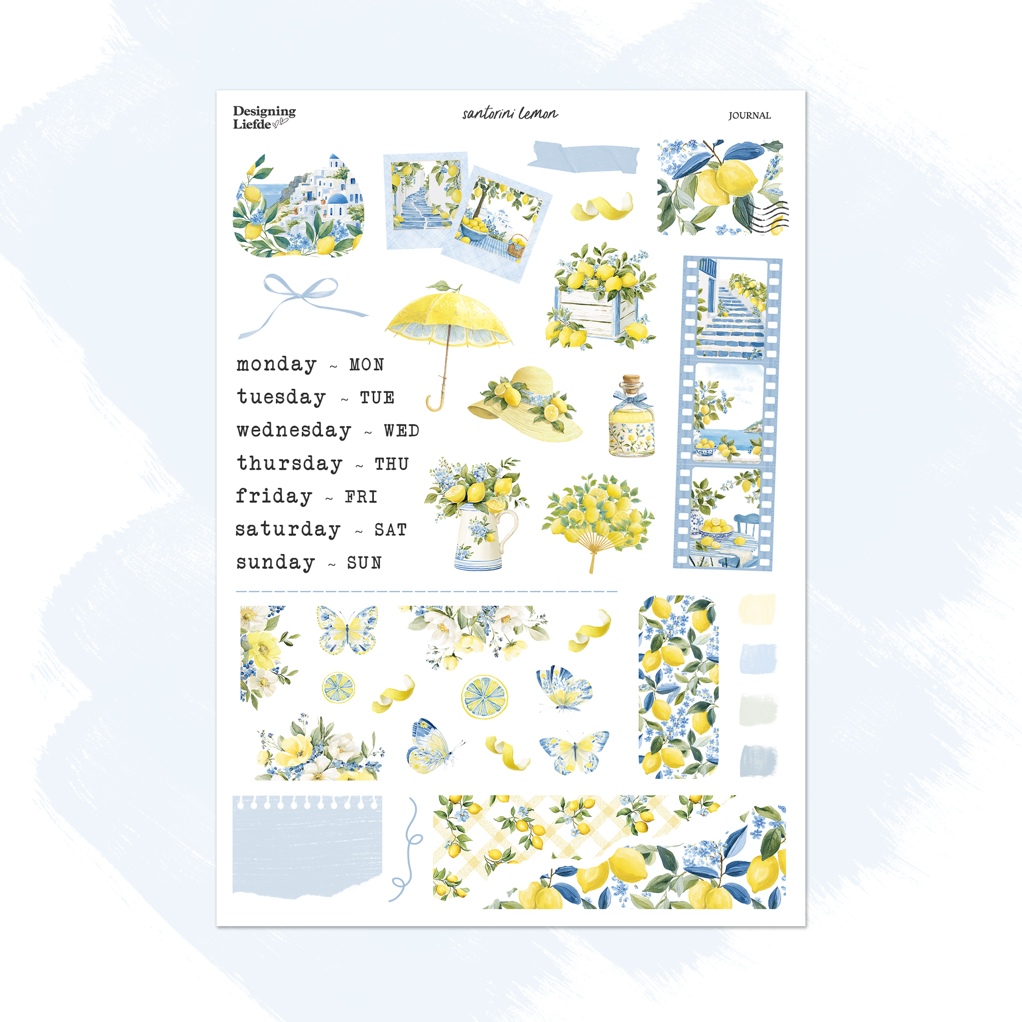 Santorini Lemon | Journaling Sticker Kit
