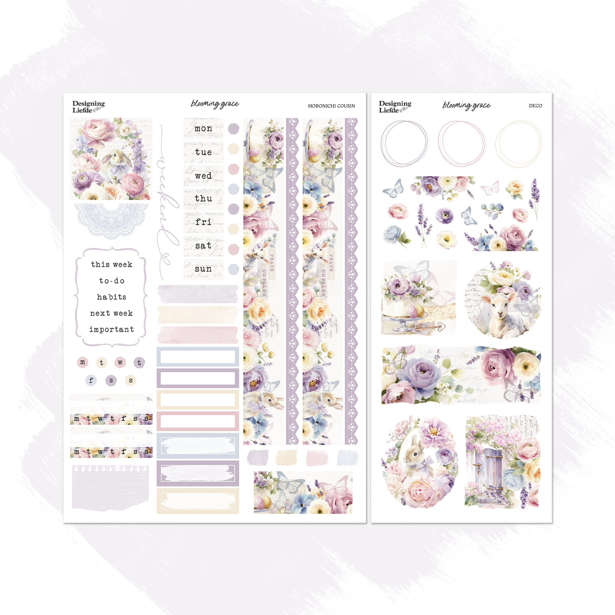 Blooming Grace | Hobonichi Cousin Sticker Kit