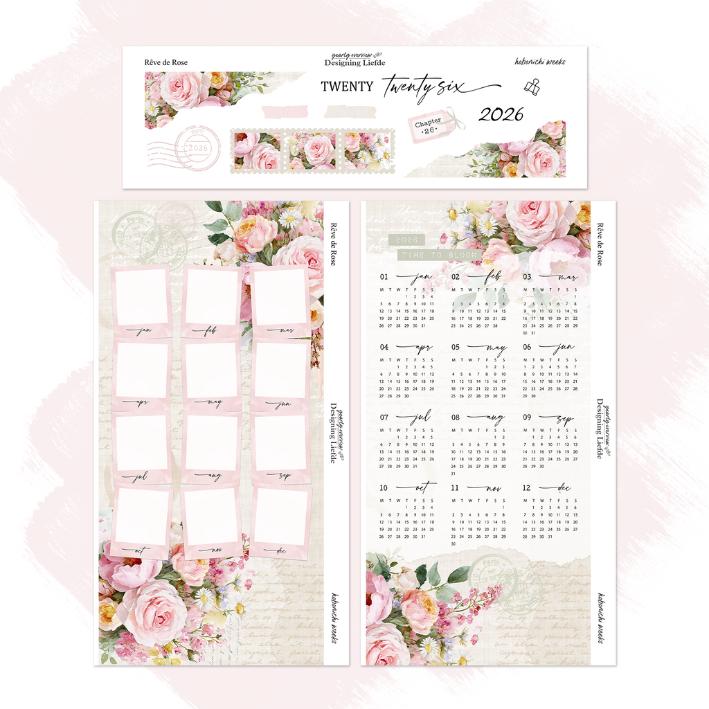 Reve de Rose | Hobonichi Weeks Year at a glance sticker kit