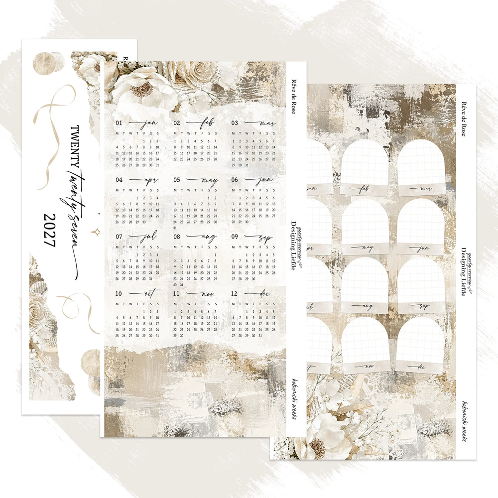 Complete separated Douce Mémoire 2027 Hobonichi Weeks three-sheet sticker kit