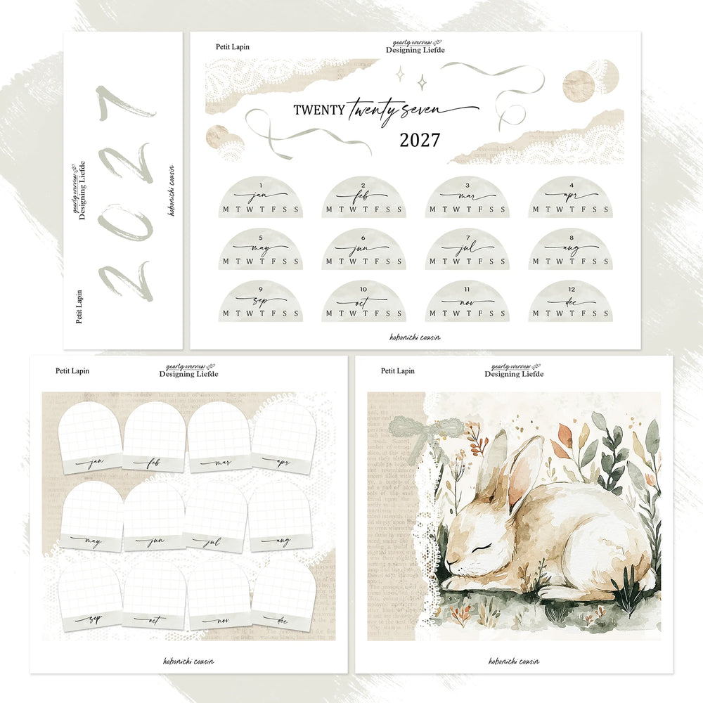 Petit Lapin 2027 Hobonichi Cousin four-sheet complete separated sticker kit