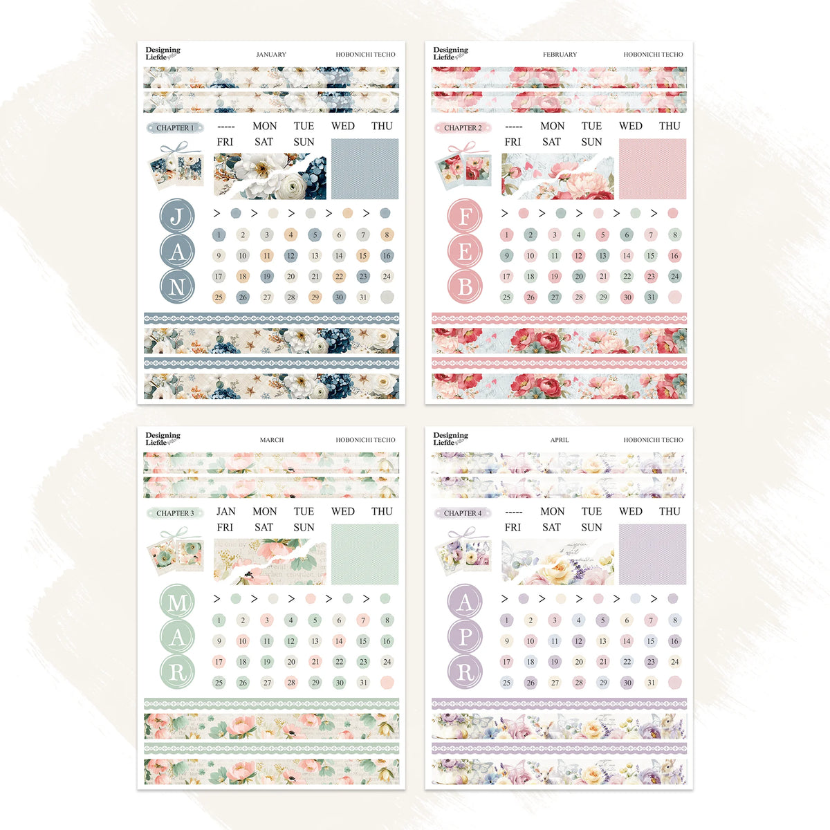 2027 Monthly Sticker Kit Bundle for Hobonichi Techo A6