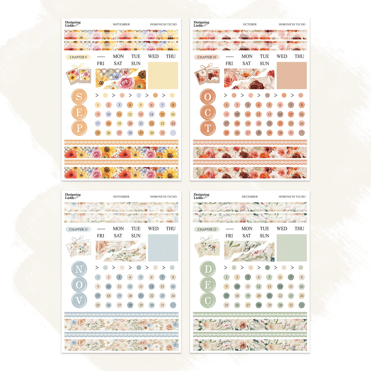 2027 Monthly Sticker Kit Bundle for Hobonichi Techo A6