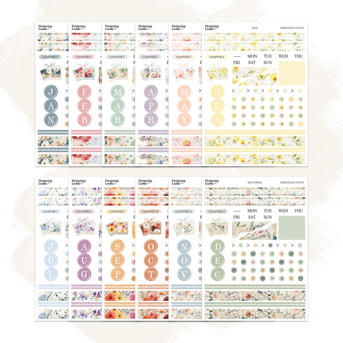 2027 Monthly Sticker Kit Bundle for Hobonichi Techo A6