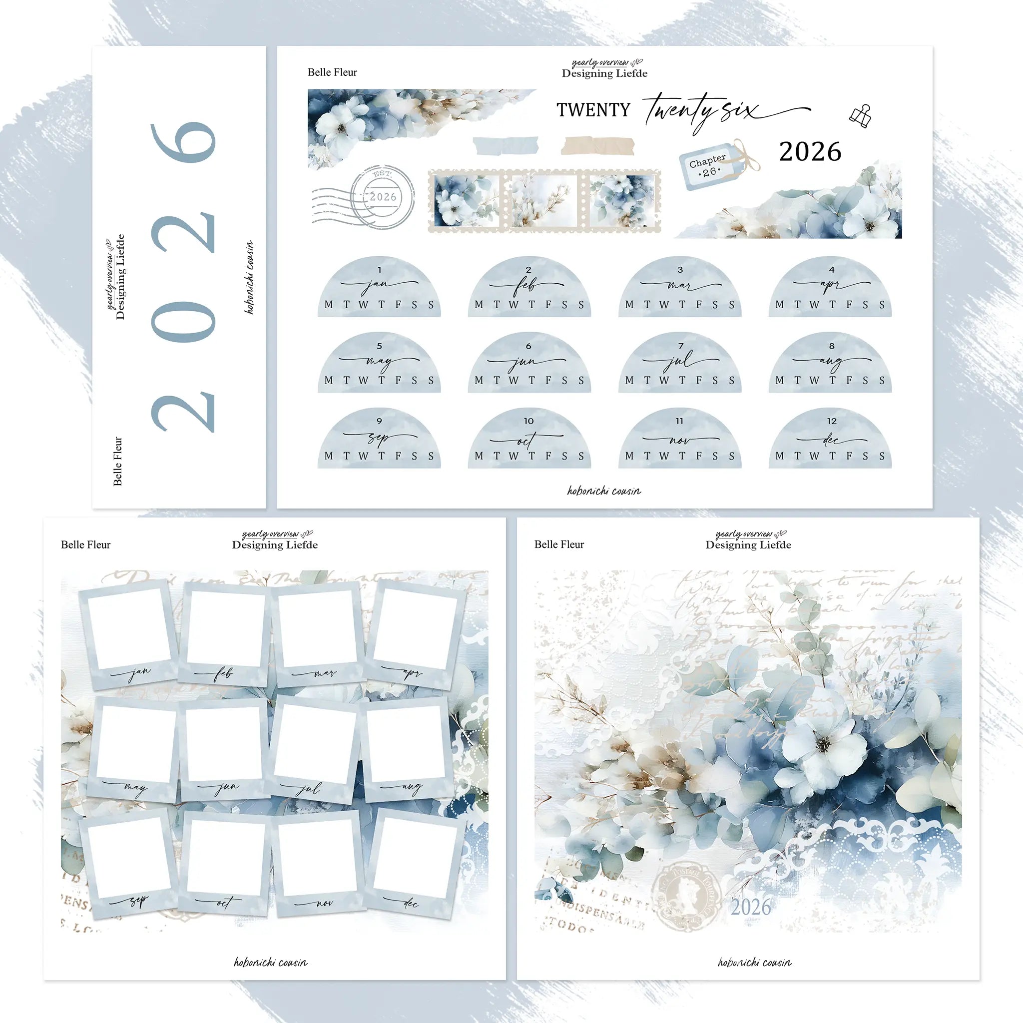Belle Fleur | Hobonichi Cousin Year at a glance sticker kit