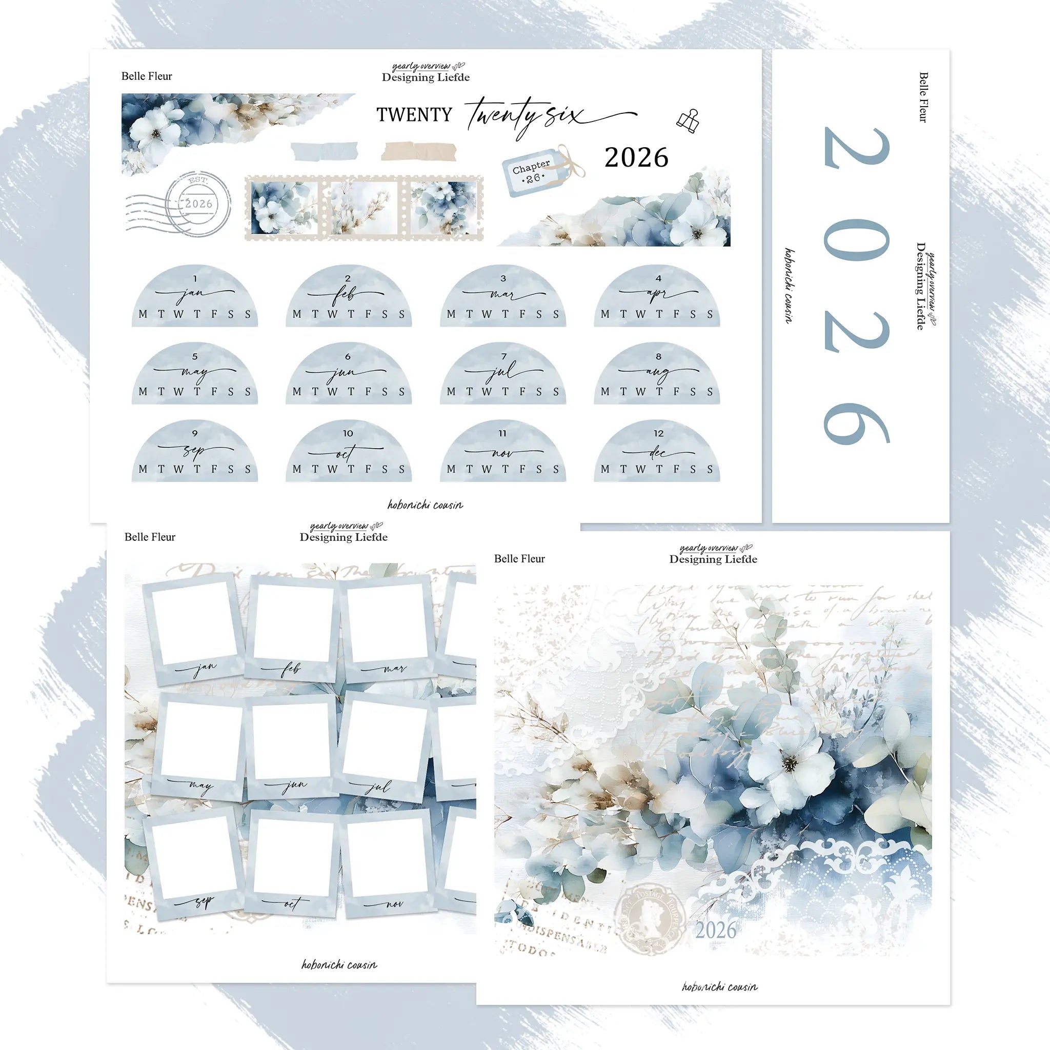 Belle Fleur | Hobonichi Cousin Year at a glance sticker kit
