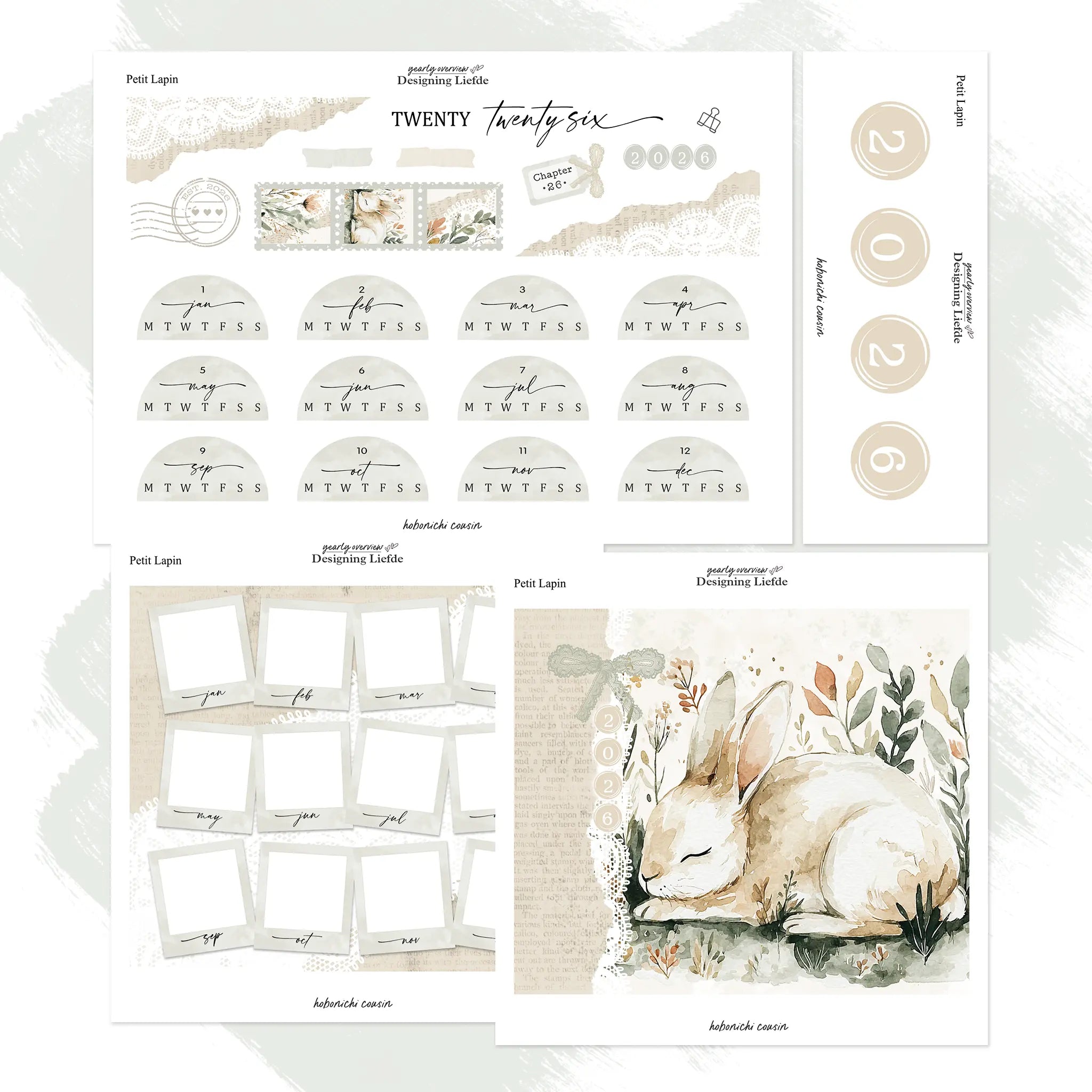 Petit Lapin | Hobonichi Cousin Year at a glance sticker kit