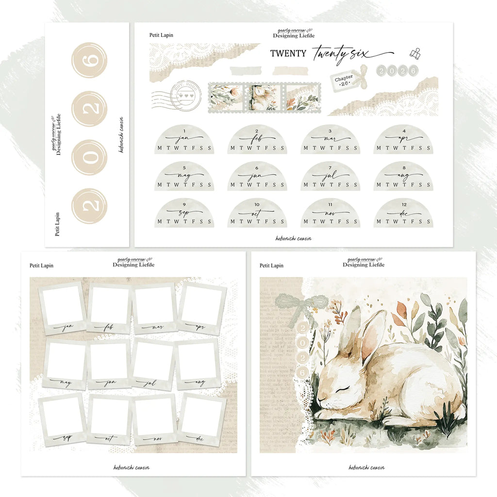 Petit Lapin | Hobonichi Cousin Year at a glance sticker kit