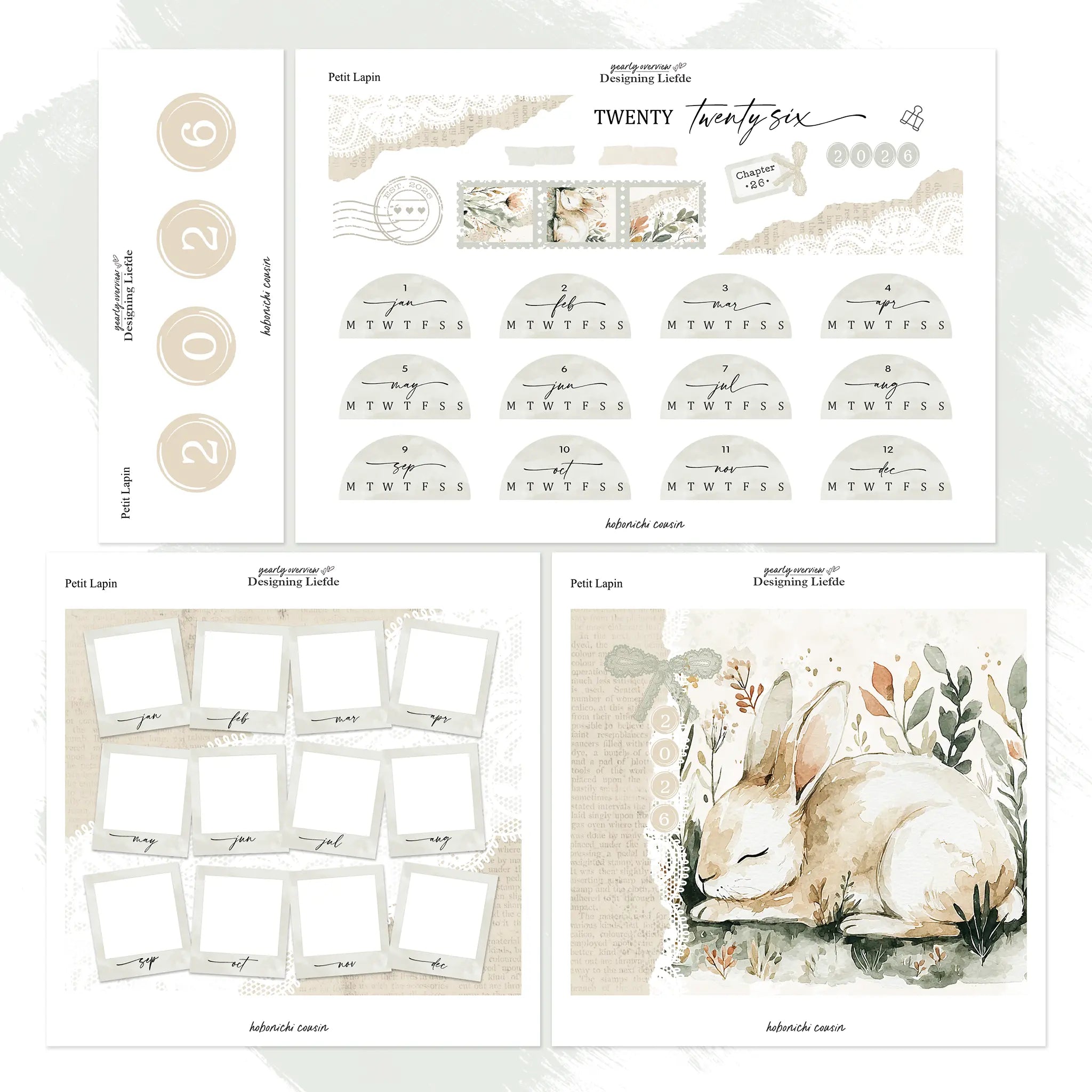 Petit Lapin | Hobonichi Cousin Year at a glance sticker kit