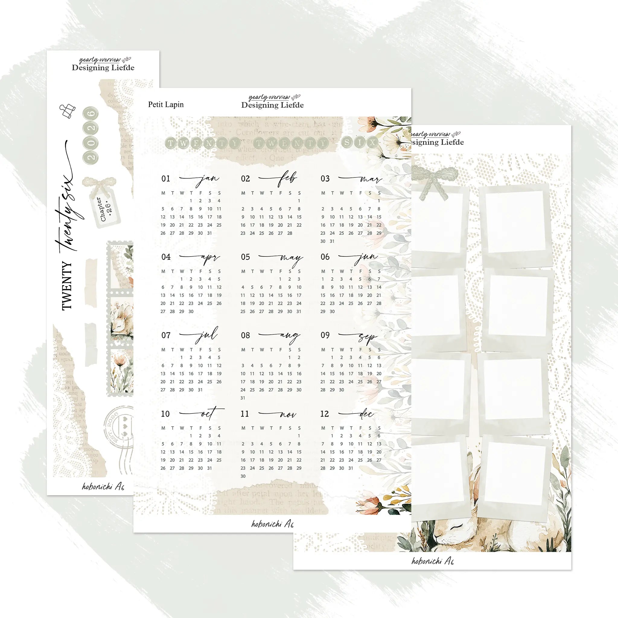 Petit Lapin | Hobonichi Techo A6 Year at a glance sticker kit