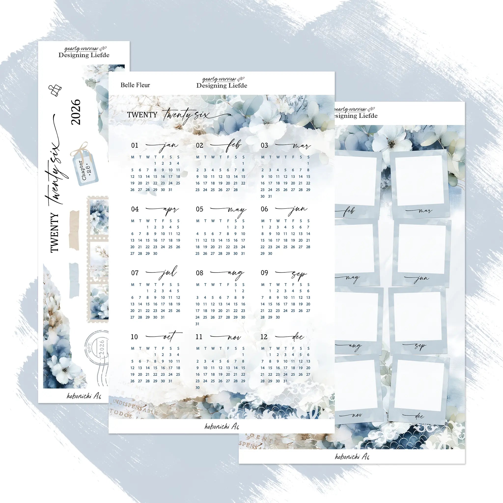 Belle Fleur | Hobonichi Techo A6 Year at a glance sticker kit