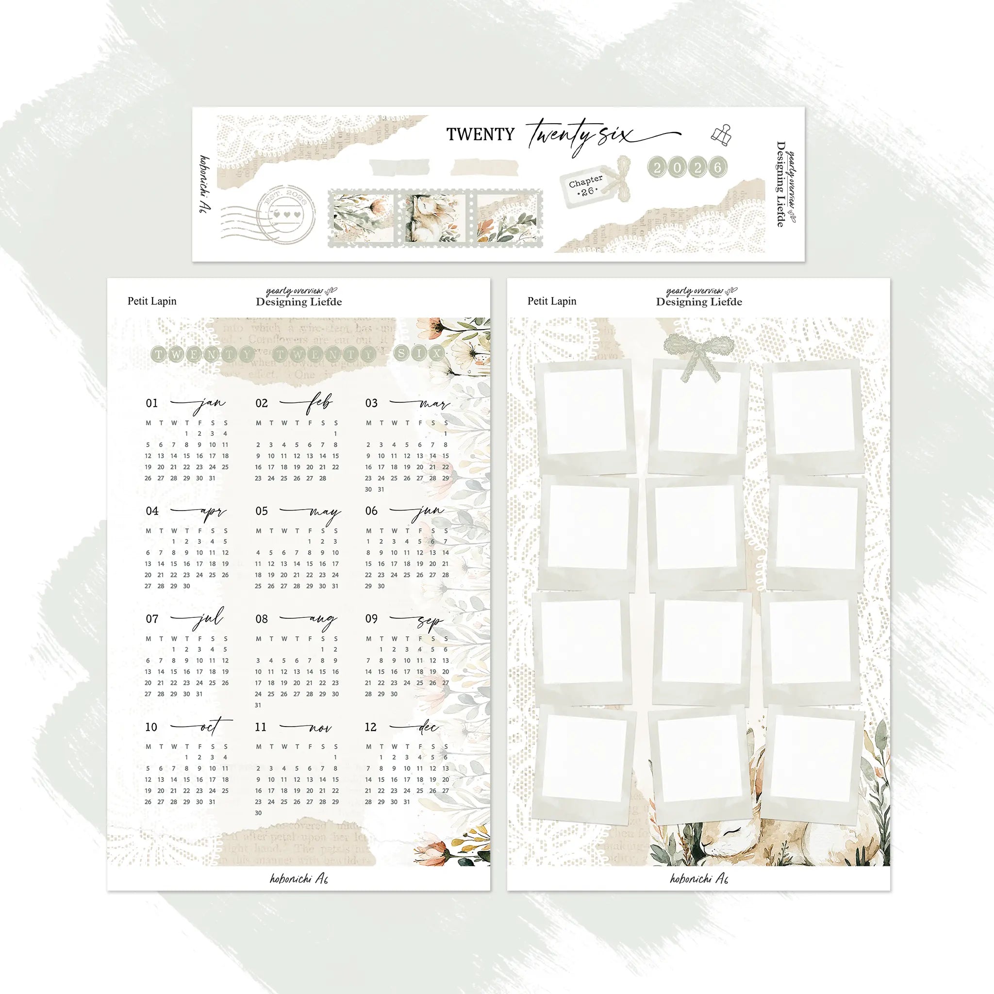Petit Lapin | Hobonichi Techo A6 Year at a glance sticker kit