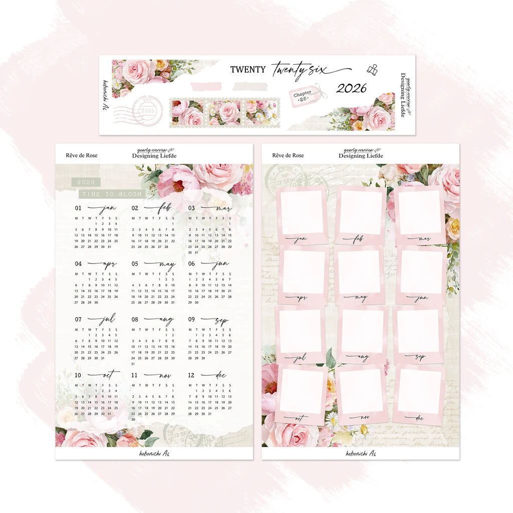 Reve de Rose | Hobonichi Techo A6 Year at a glance sticker kit